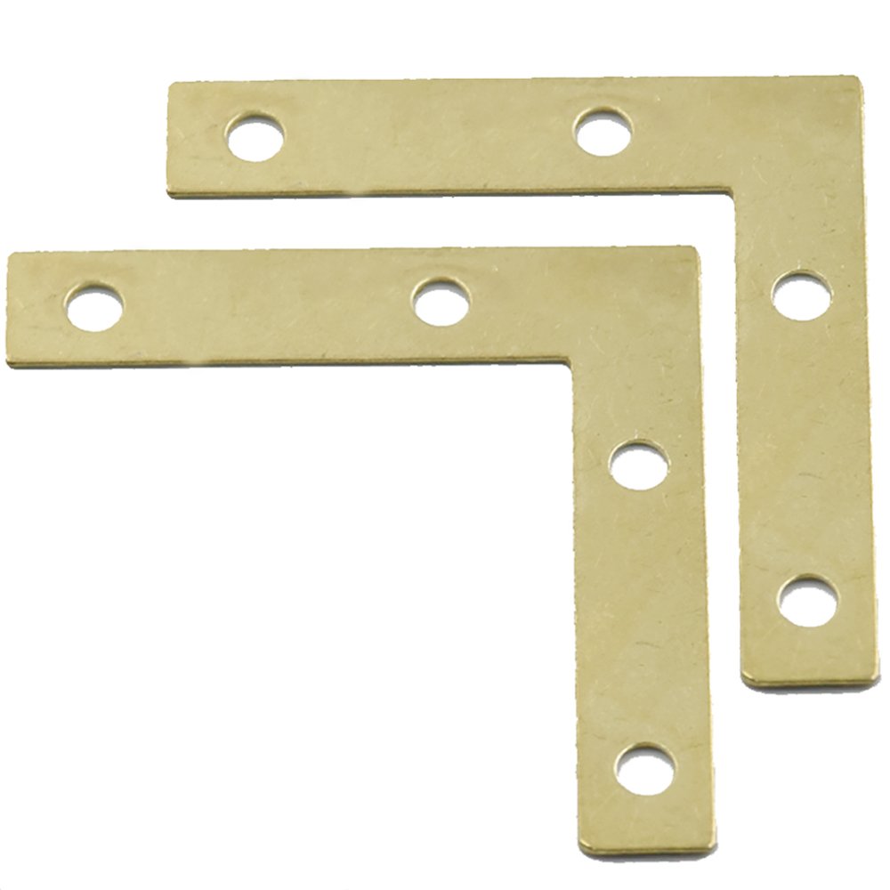 Fujiyuan 10 PCS 51MM Gold Flat Braces L Shaped Angle Brackets Mirror Frame Corner Fix Edge Windows Pictures Furniture