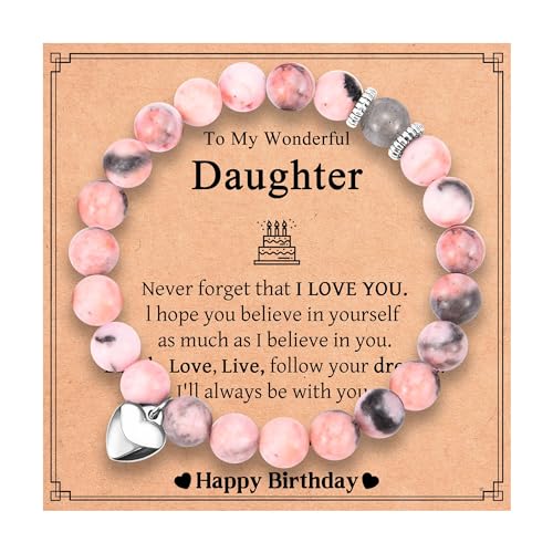 Image of Daughter Birthday Gifts, Birthday Gifts for Daughter, Unique Birthday Bracelet Presents with Happy Birthday Daughter Card, Small, Pink
