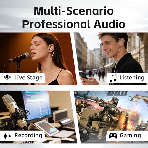 Image of Klean SV in Ear Monitor, 10mm DLC Diaphragm Dynamic Driver HiFi Earphones, Wired Earbuds, Gaming Earbuds, 3 Interchangeable Nozzles, Hybrid IEM, Detachable Cable for Musician(with USB-C Mic)