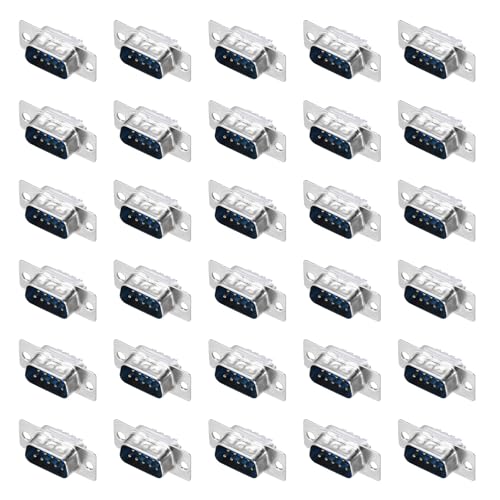 MECCANIXITY DB9 Solder Connectors,DB25 Solder Connectors Male Female Socket 9-pin 2-Row Male Female Serial Port Terminal Breakout for Mechanical Equipment CNC Computers Pack of 30