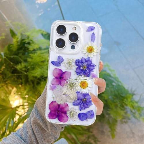 Coque transparente iPhone 16 Pro Max fleurs séchées mignonne et fine