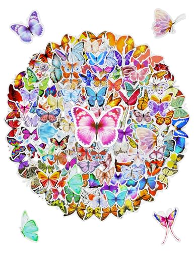 GAUENEEN 150 PCS Butterfly Stickers, Colorful Waterproof Stickers, Self-Adhesive Vinyl Stickers for Laptop Scrapbook Window Water Bottle, Aesthetic Decals for Party Decoration, Gifts for Teens, Adults