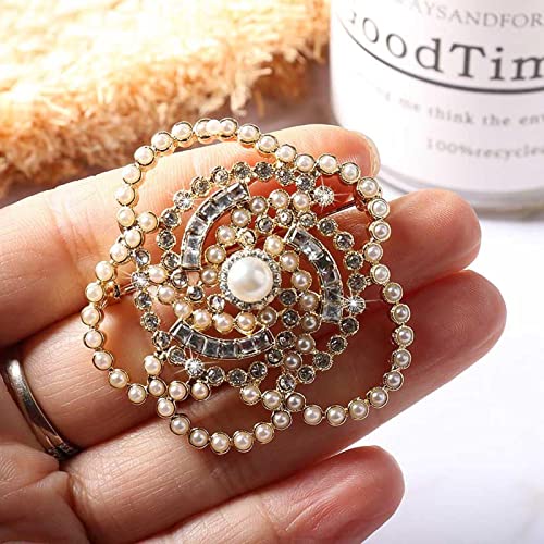 ZHANGOO 2PIC Trendy Crystal Kamelie Blume Perlenbroschen Pins für Frauen Brosche Zubehör-Standard,q Cover