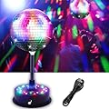 DGRIVERGOD 6'' Mirror Disco Ball with 24 LEDs 5-9 RPM Adjustable Rotating Motor Base Disco Lamps Ceiling Decor for Show Party Dancing Hall Club Ktv Nightclubs Bars