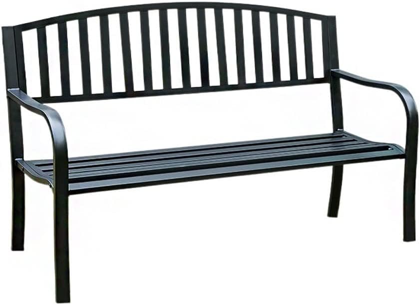 Patio Furniture Bench Outdoor Park Bench Community Plaza with Backrest Metal Leisure Bench for Terrace Courtyard Balcony Shopping Mall Outdoor Bench(B)