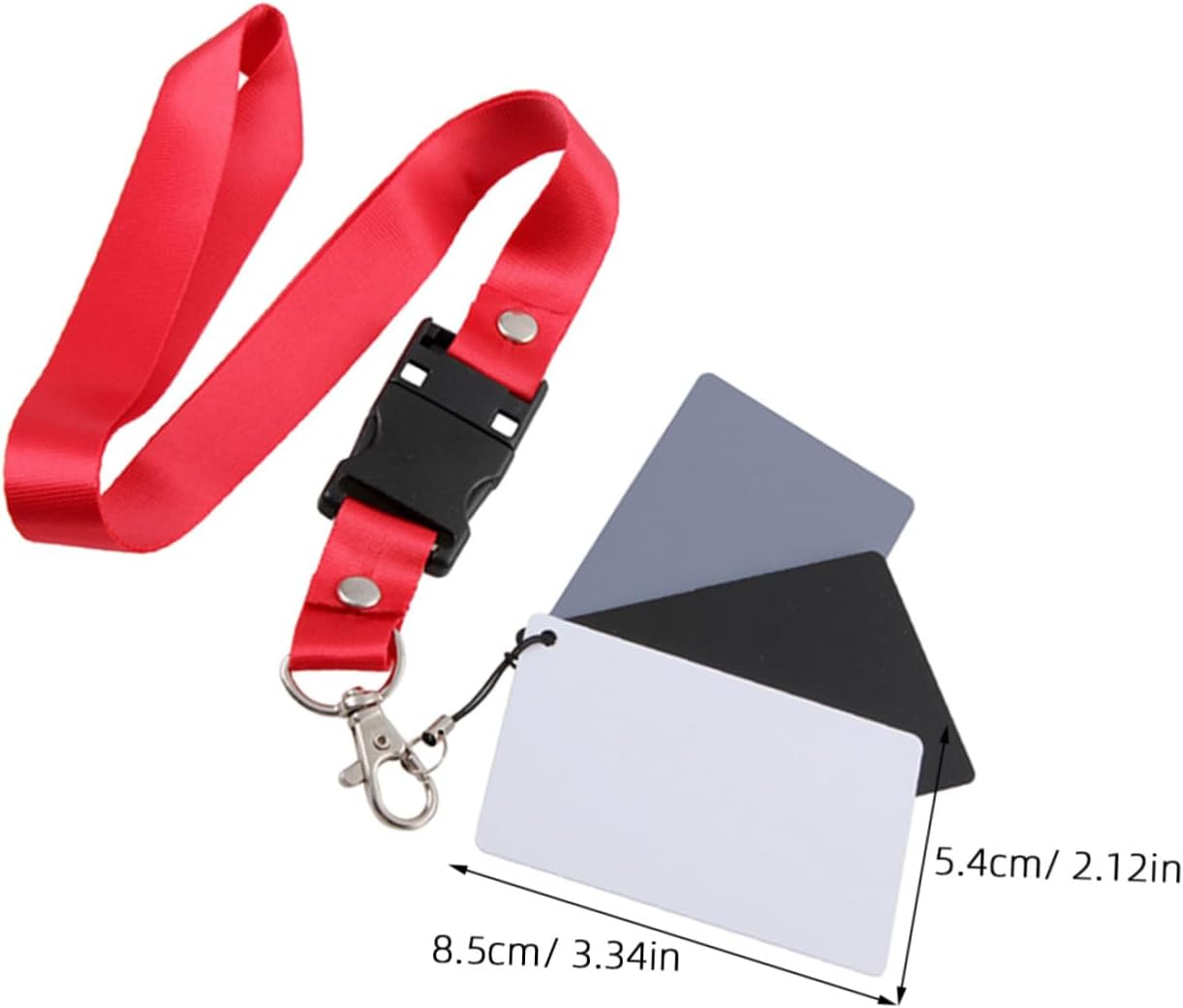 2pcs Photography Neutral Tone Card Set with Neck Strap for Exposure and White Balance Calibration, Small Size Black White Grey Cards for DSLR and Video Cameras