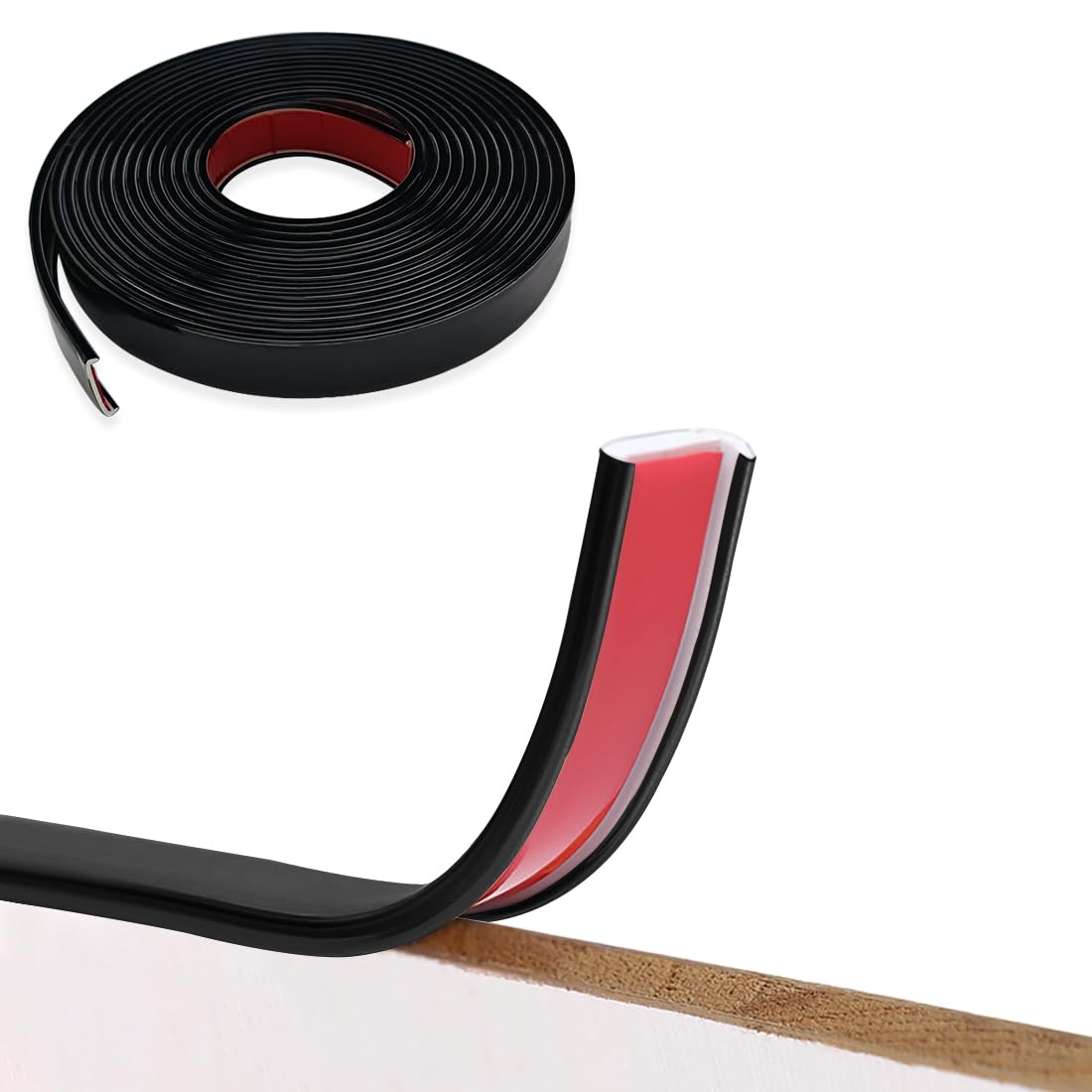 Bordi Per Mobili A Forma Di U - 5 M Autoadesivi, Flessibili Per Tavoli E Armadi (18 Mm, Nero)