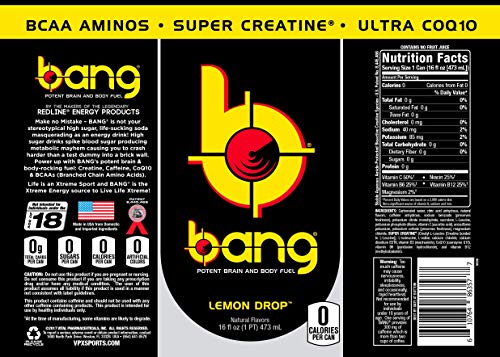 Bang Energy Lemon Drop, Sugar-Free Energy Drink, 16 Ounce (Pack of 12) - Thumbnail 2