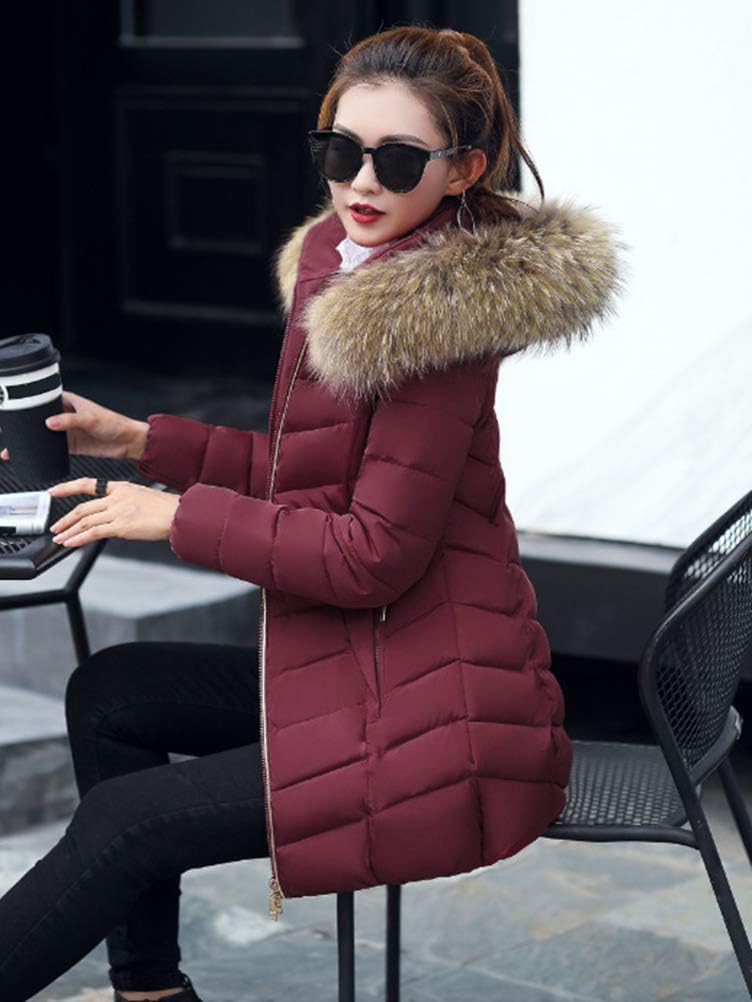 ORANDESIGNE Cappotto Invernale Donna Piumino Giacca Lungo Giubbino con Pelliccia Cappuccio Piumino Cappotti Eleganti Caldo Parka Outwear Trench Giubbotto con Zip e Tasche