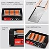 Hot Dog Roller 7 Rollers 18 Hot Dogs Capacity 1050W Stainless Steel Hot Dog Roller Machine with Dual Temp Control Glass Hood Acrylic Cover Bun Warmer Shelf Removable Oil Drip Tray (7 Rollers)