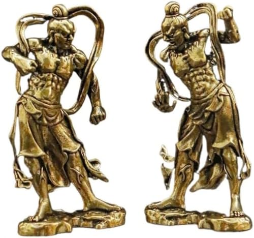 AOBOPOブロンズ製 仁王像 復古真鍮置物 アンティーク経年美に輝く デスク飾り・オフィス卓上インテリア・書斎装飾に最適 荘厳威厳な仏像 守護神として風水調和 贈り物に最適なギフト 伝統工芸の手作り感 耐久性豊かな装飾置物