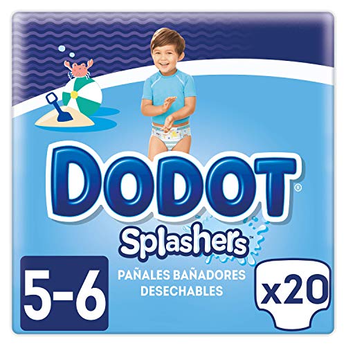 Dodot Splashers Talla 5, 2 x 10 Pañales bañadores desechables, 14 kg+, no se hinchan y fácil de quitar