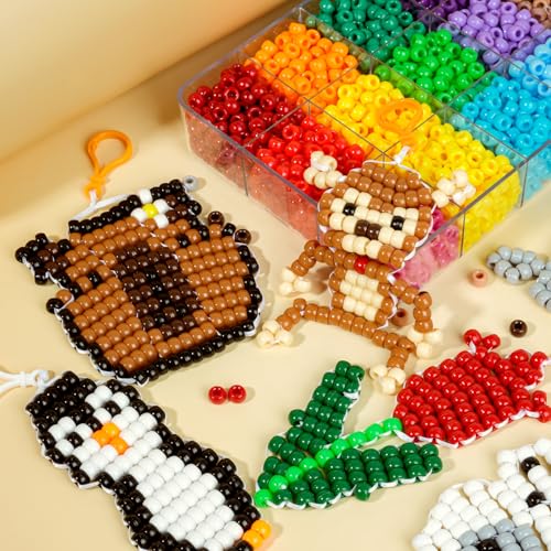 Image of 2600+pcs Pony Beads Kit, Plastic Multicolor Pony Bead Bulk with Elastic String 18 Color Rainbow Bead Pets DIY Crafts Jewelry Making Kit for Bracelets Bag Charm Necklaces Key Chains