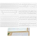 PAVIKE ステンシルシート 製図用テンプレート【16枚セット】ステンシルアルファベット 小学生 子供 絵画 塗り絵 ステンシル定規 再利用可能 製図用 定規セット 数字/波線/ハート/星/かわいい動物