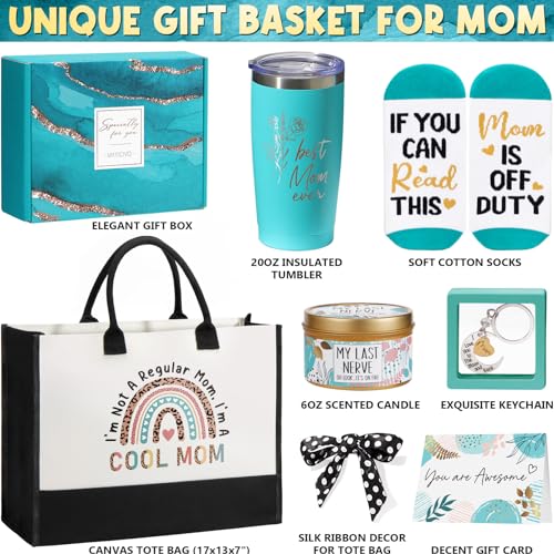 Image of MAYICIVO Christmas Best Mom Gifts from Daughter Son kids, Birthday Gift Basket for Mom Women Mother-in-Law Mama Christmas Mothers Day Gifts New Mama Gift for Women Wife from Husband w /Canvas Tote Bag