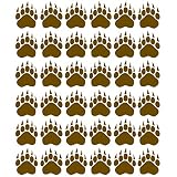 VWAQ Bear Paw Print Floor Decals - Peel and Stick Footprint Wall Decals - 36 PCS (Brown)
