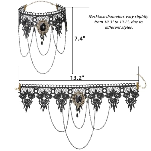 8 Pieces Lace Choker Necklace, Elegant Gothic Lace Choker, Black Halloween Sexy Jewelry Neck Chain Collar Statement for Women Lady Victorian Wedding Party Cosplay2