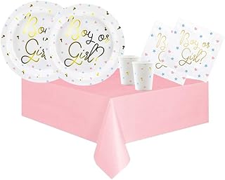 Kit n 3 Coordinato Tavola Boy or Girl ? addobbi Baby Shower Nascita (Rosa)