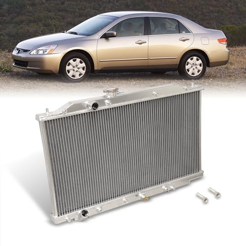 AJP Distributors Dual Core 2-Row Full Aluminum Radiator Engine Motor Cooling Upgrade Compatible/Replacement For Accord CL7/CM7 3.0L V6 A/T M/T Transmission 2003 2004 2005 2006 2007 03 04 05 06 07