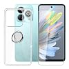 f r ZTE Blade A75 4G 6.60 Handyh lle + Geh rtetes Glas Silikon H lle rutschfeste Sto fest Sturzsichere Schutzh lle mit Handy Ring Handyhalter Fingerhalter 360  - Transparent