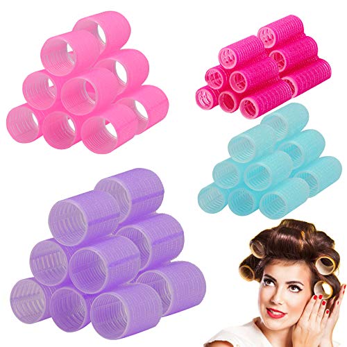 Hair Rollers Self Grip Hair Curlers Heatless Hair Roller Curler for Women Hair and Bangs Large Medium Small Magic Hair Rollers 4 Size 48pcs Random Color Roller, 20Pcs Duckbill Hair Clips