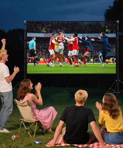 STWUI Projector Screen with Stand - 150 Inch Portable Projector Screens Outdoor Indoor Projector Screen 16:9 4K HD Outdoor Movie Screen with Carry Bag,Enjoy Home Theater Projection Screen — view 2