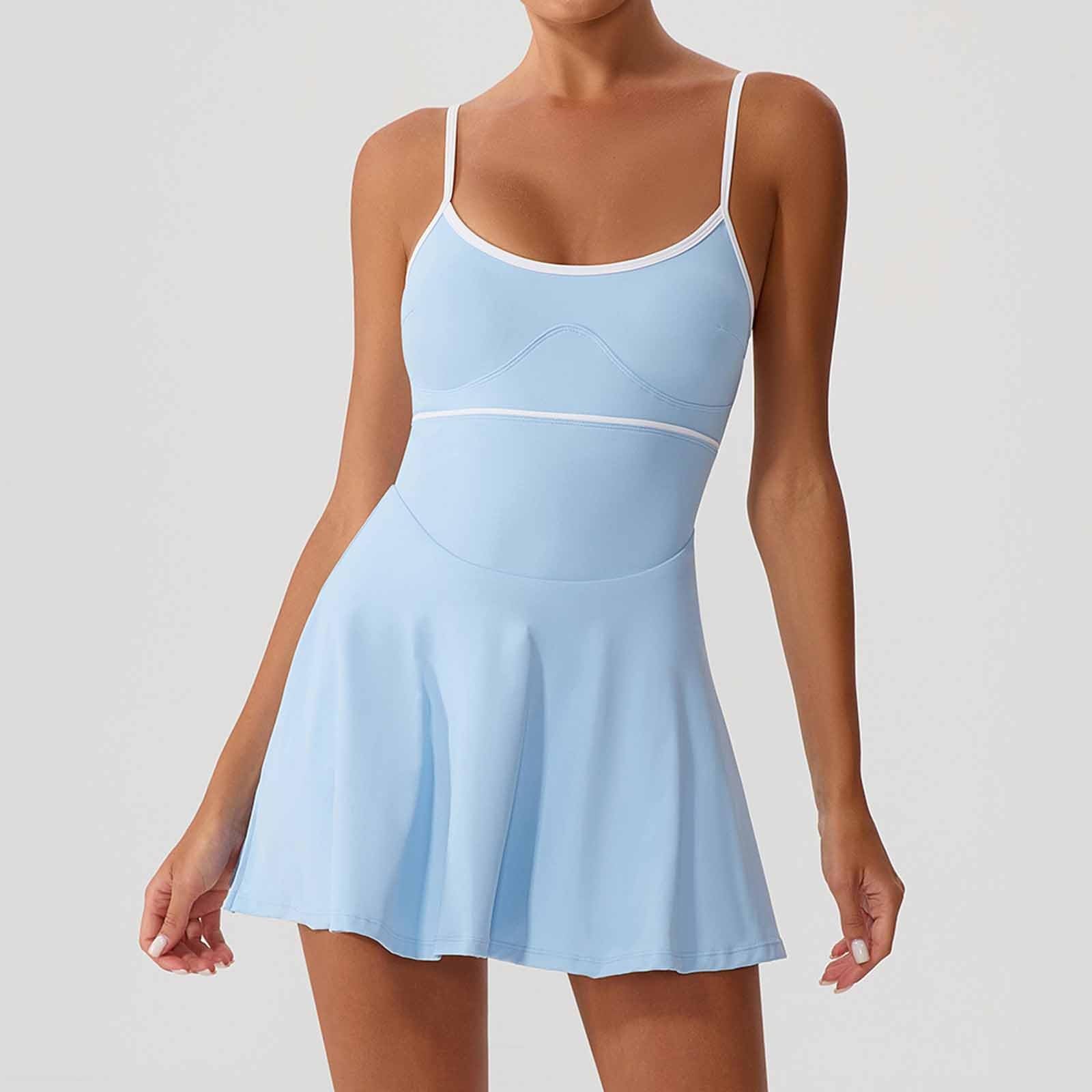 Generisch Damen Tenniskleid im sportlich-eleganten Stil - Athleisure-Kleid mit Spaghettiträgern und Rockteil | Funktionales Sportkleid für Golf und Freizeit