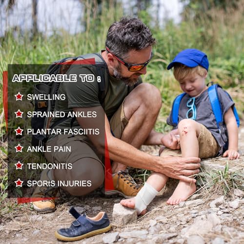 Image of Honoson 2 Pcs Ankle Brace Kid Ankle Support Youth Neoprene Lace up Compression Sleeve Foot Brace Stabilizer with Adjustable Strap for Sport Sprained Plantar Fasciitis Achilles Tendonitis(White,M)