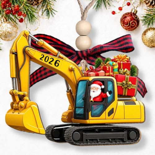 Excavator Christmas Ornament - Construction Christmas Ornaments for Kids