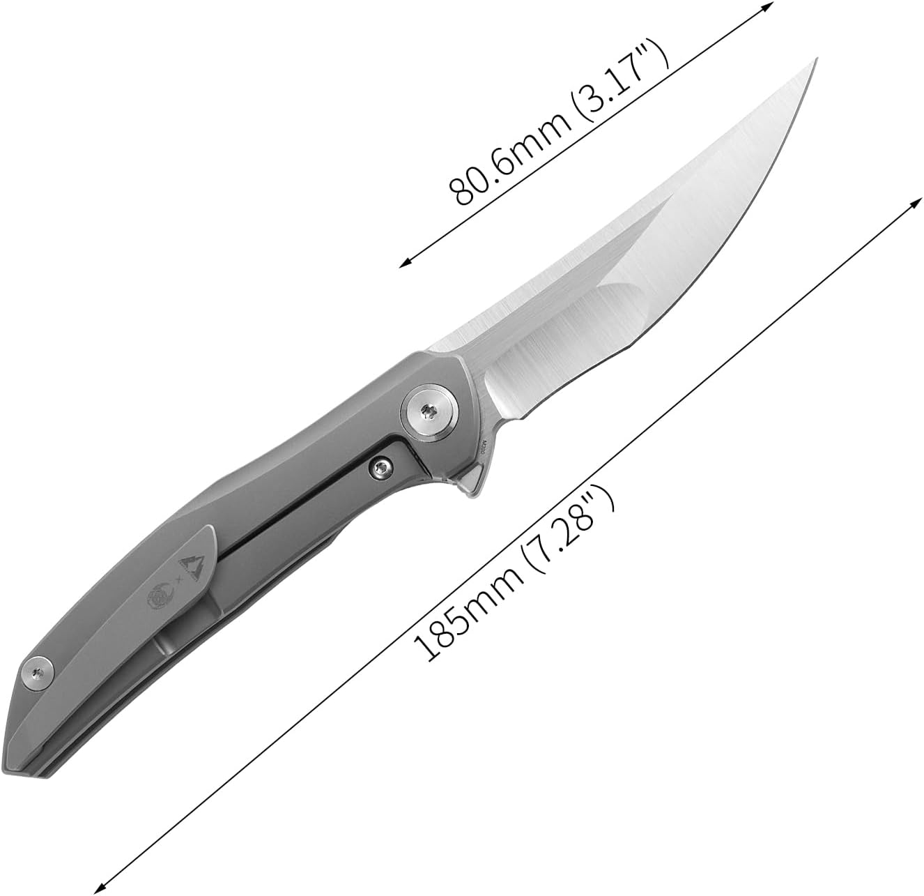 CMB Sasori Belt Satin M390 Steel Hollow Grindin Blade 6AL4V Titanium Frame Lock Outdoor Camping Knives Survival Backpacking Work Knife CMB-15 (Gray)