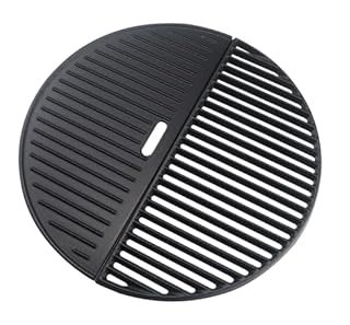 18" Half Moon Grill Griddle For kamado joe Classic I, II, III, Large Big Green Egg, Half Moon Cast Iron Cooking Grate And Half Moon Reversible Griddle for Vision Grill B-11N1A1-Y2A, VGKSS-CC2