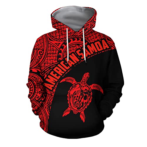 Unisex Novelty Hoodies 3D Printed American Samoa Polynesian Red 3D Printed Pullover Sweatshirt, American Samoa Polynesian Red Zip Hoodies with Front Pocket Gifts For Men And Women,Chrismas,Birthday
