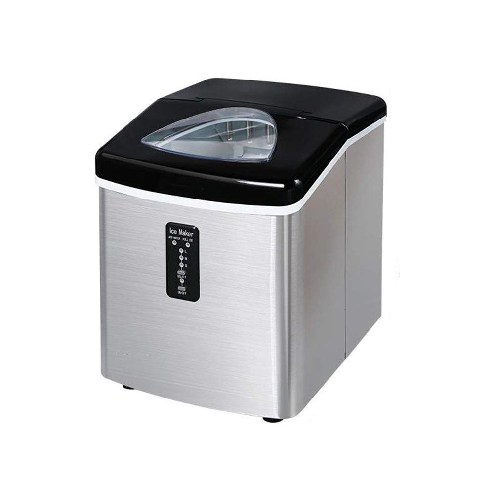 Yxiuerjf Portable Countertop Clear Ice Maker Stainless Steel Ice Making Machine - 40Lbs/24H Compact Ice Cube Maker, with Ice Scoop & Basket, Perfect for Home/Kitchen/Office/Bar (Silver)