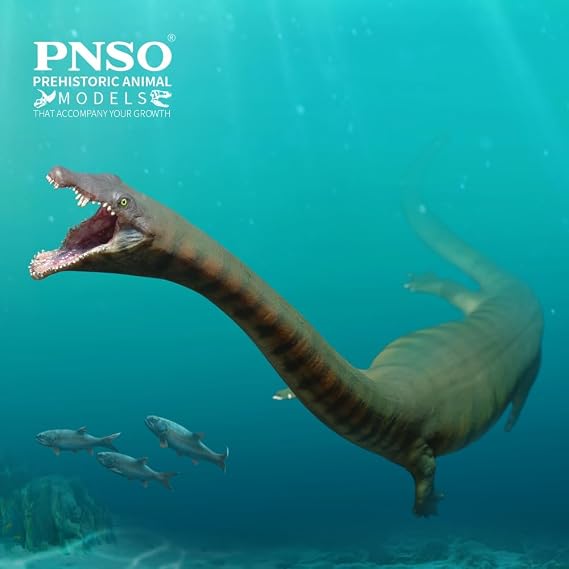 PNSO Prehistoric Dinosaur Models: 91 Xiaochong the Dinocephalosaurus | 9.4 Triassic Marine Reptile - Long Neck - Paddle Limbs - Transparent Support - 56-Page Manual + A3 Poster - 5 Videos - 15+