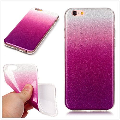 FastSun Gradient Glitter Silicone Soft TPU Bling Case Cover Back for LG K7 Tribute 5/ LG M1 (Rose)