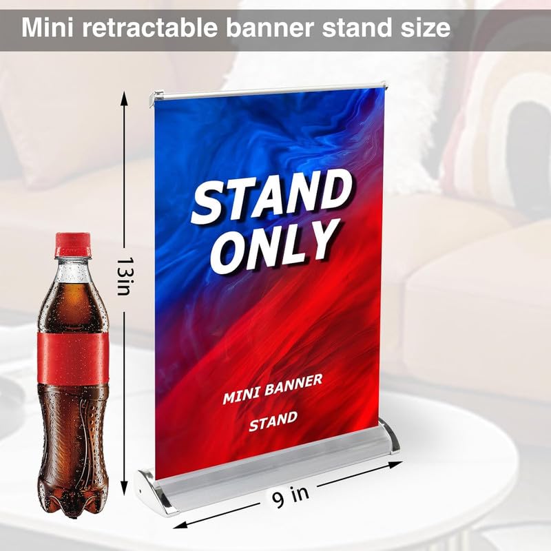 ZORUMOI Custom Mini Retractable Banner Stand Customizable Table Top Display Stand 9×13 Inch Tabletop Retractable Banner Roll Up Banner Stand Offices and Retail Stores