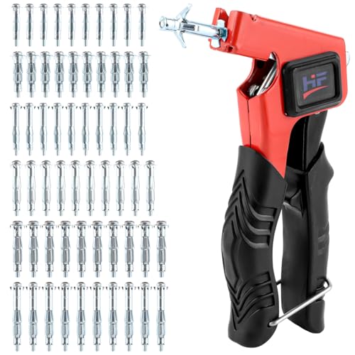 YAYODS Juego de 60 tacos de metal para cavidades huecas en 6 tamaños, juego de tornillos con pinza de montaje, juego de tacos para cavidades de cavidad, funciona perfectamente con tornillos M4/M5/M6