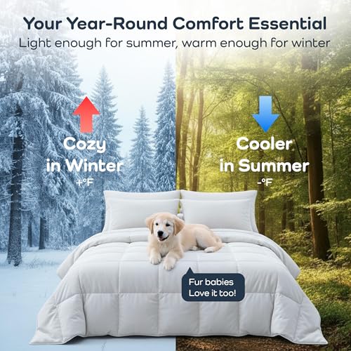 Olive + Crate California King Comforter & Duvet Insert 100% Viscose Derived from Bamboo Outer Shell - Hypoallergenic, Cooling & Moisture Wicking - All Season Lightweight Plush - White - 96\"x95\"
