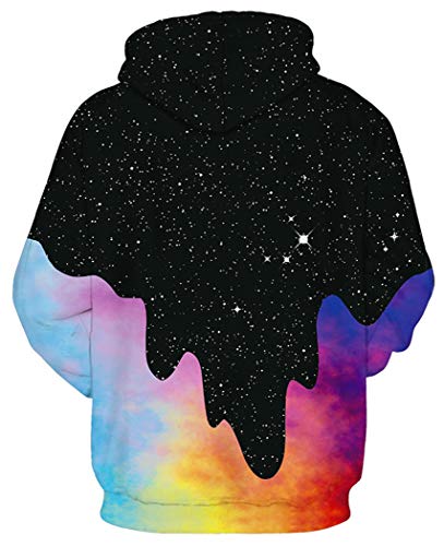 Barbedrose Men's Digital Print Sweatshirts Hooded Top Galaxy Pattern Hoodie,Rainbow Milk,S/M #TOP1