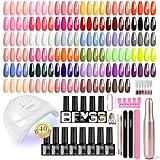PHOENIXY 40PCS Kit Vernis Semi Permanent Complet avec 48W Lampe UV, Ponceuse pour Ongles, 35 Couleurs Kit Ongle Gel UV Complet avec Base et Top Coat Professionnel Kit Manucure