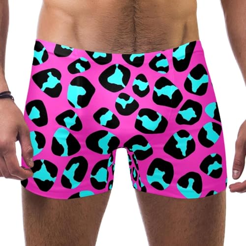 Mens Leopard Art-2302 Jammer Swimsuit Elastic Waistband Short Boxer Swimsuit Board Shorts, XXL,