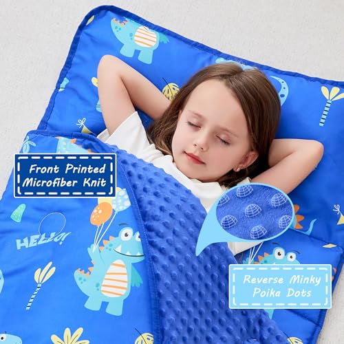 Image of Lasoftan Toddler Nap Mat with Pillow and Blanket, Extra Large Rolled Napping Mats,Slumber Bags for Boys Girls,Kids Sleeping Bag for Daycare, Preschool Travel Camping