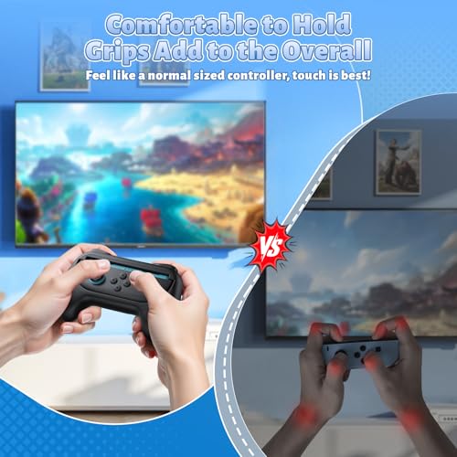 Image of [Switch 1 /2 Compatible] FASTSNAIL Grips for Nintendo Switch 2(2025) /1&OLED for Joy-Con 2, Wear-Resistant & Anti-Slip Controller Grips Handle Kit, Switch 2 Joypad Holder Accessories (Black,Black)