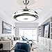 Fandian 42'' Modern Smart Ceiling Fans with Light,Bluetooth Speaker Music Player Chandelier, 3 Colors 3 Speeds Retractable Blades with Remote Control, Silent Motor with LED Kits (42in-Silver1)