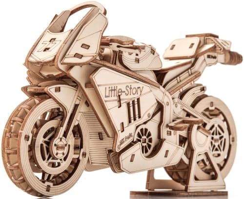 Little Story Puzzle 3D en bois de moto - Kit de bricolage - Modèle en bois de qualité supérieure avec détails précis - Décoration parfaite et expérience de puzzle...