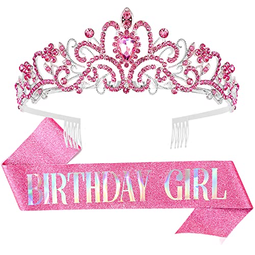 Tiara para mujer y banda de cumpleaños plateada que no se cae durante la fiesta