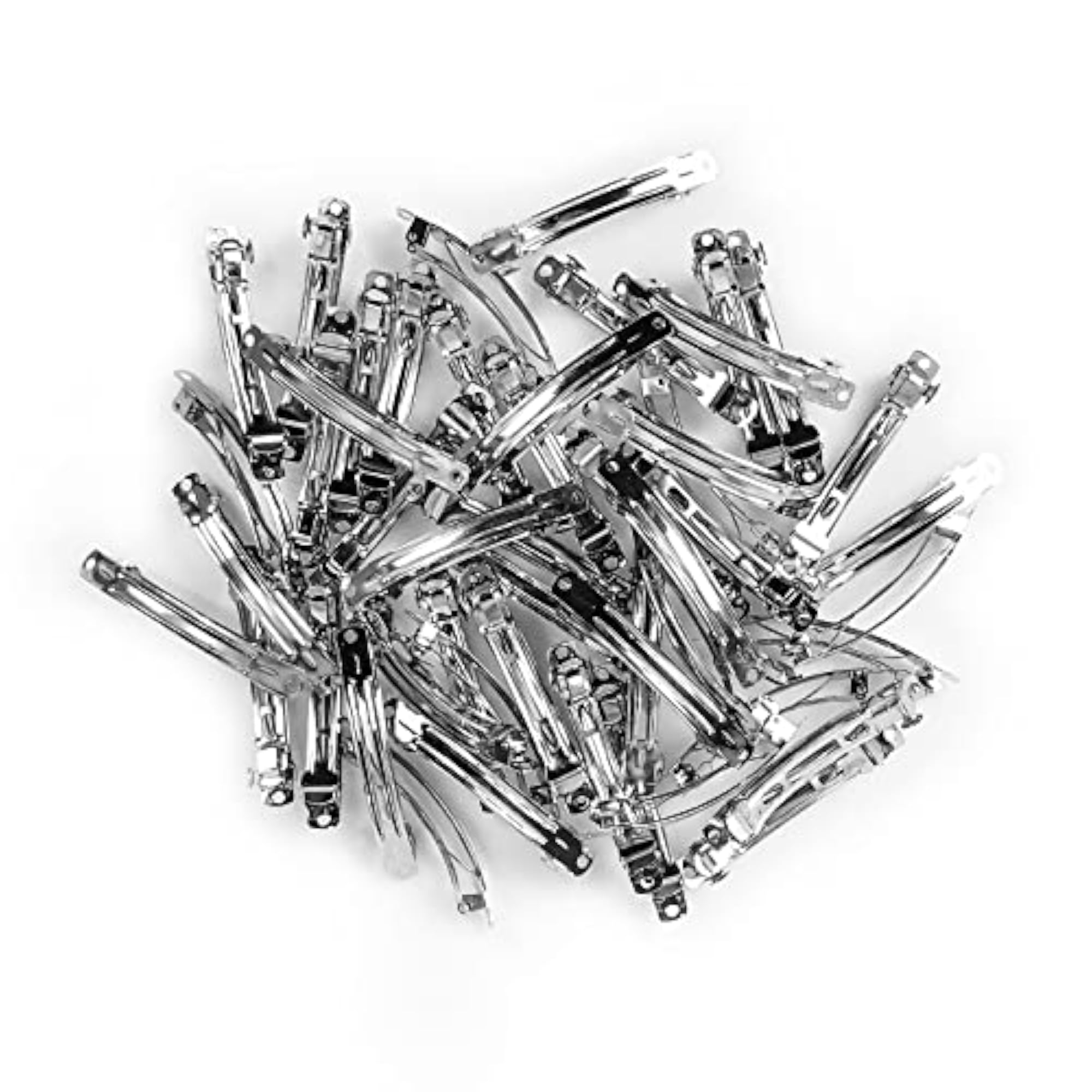 Pack of 50 Silver Barrette Tic Tac Clips for Women, 8 cm