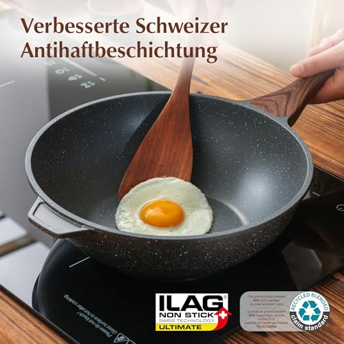 SENSARTE 28cm Schweizer Granit Beschichtung Antihaft Tiefe Wokpfanne – Ansicht 2
