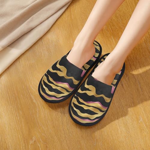 Realistic Tiger Skin Print Slippers House Slippers Cozy Fluffy Slippers Soft Non-Slip Indoor Shoes for Women Men3