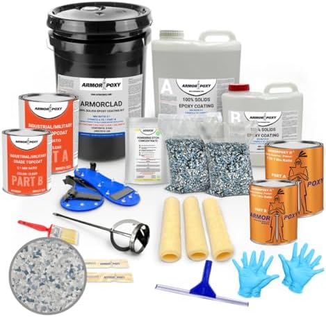 ArmorPoxy Luxury Design Epoxy Floor Kit – 100% Solids - Professional-Grade 4-Layer System w/Color Chips – UV-Resistant, Chemical-Proof Garage & Commercial Flooring DIY-Friendly | 300 Sq Ft - TIDALWAVE
